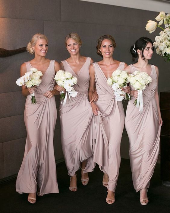 mocha pink bridesmaid dresses