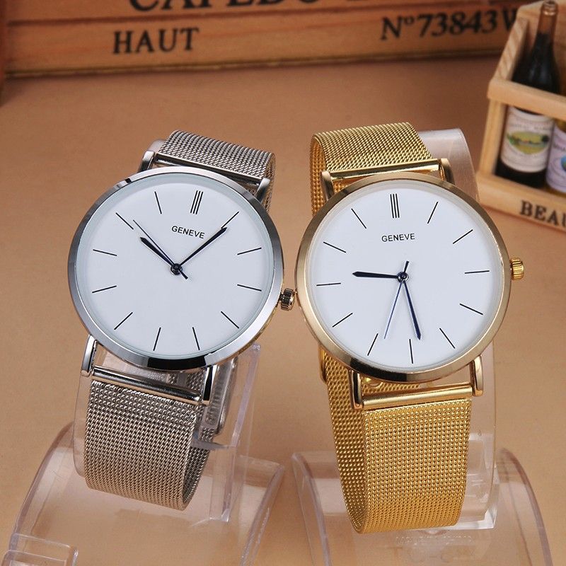 New Style Women Geneva Wire Belt Stainless Steel Wrist Analog Quartz
