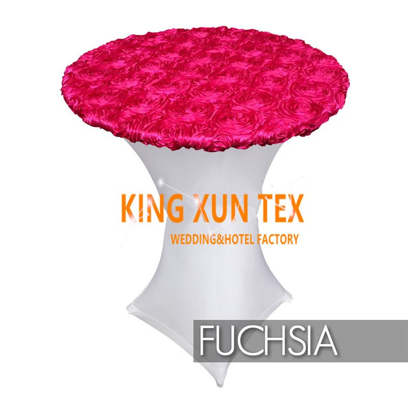 Good Looking Lycra Spandex Cocktail Table Cover Table Cloth Top With Satin Rosette Fabric Free Shipping