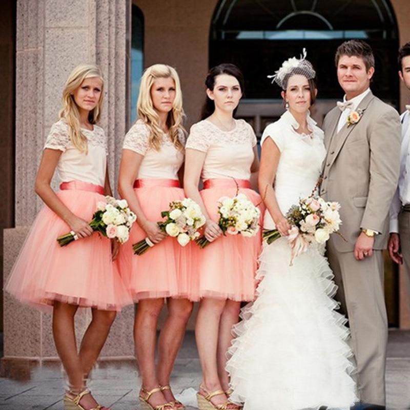 short beige bridesmaid dresses