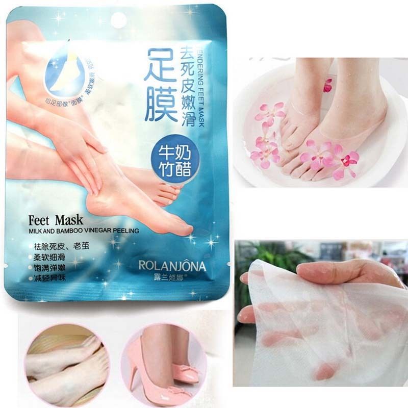 Rolanjona Milk Bamboo Vinegar Feet Mask Peeling Exfoliating Dead Skin