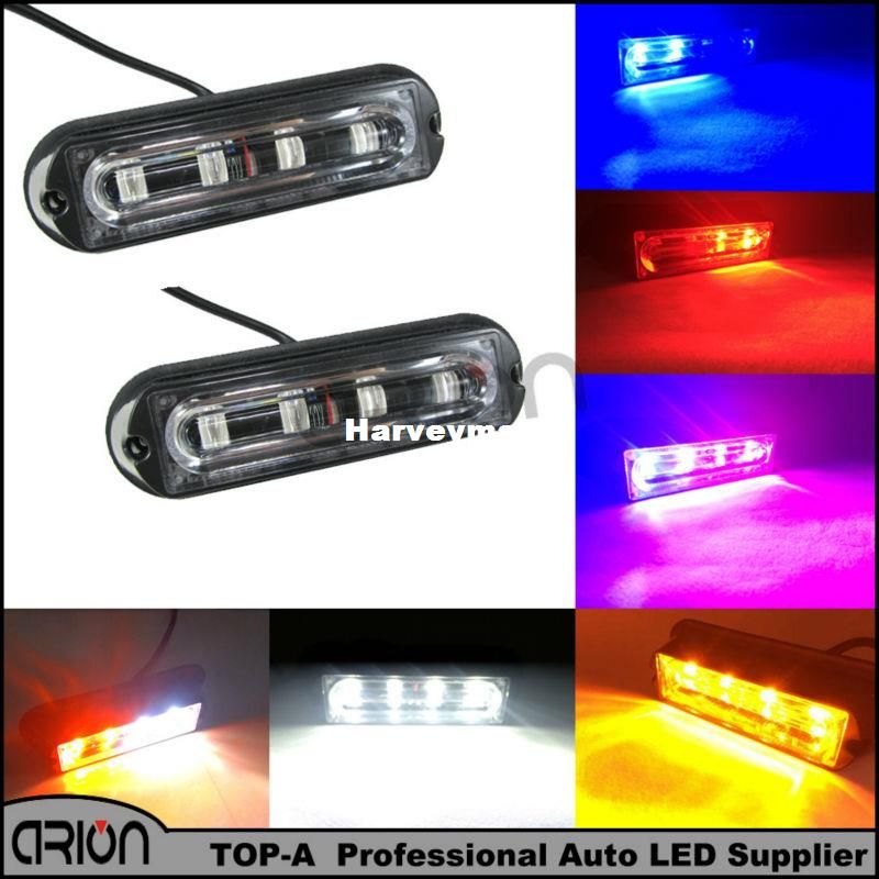 4 LED Vehicle Flashing Grill Lights Bar Strobes Warning Recovery