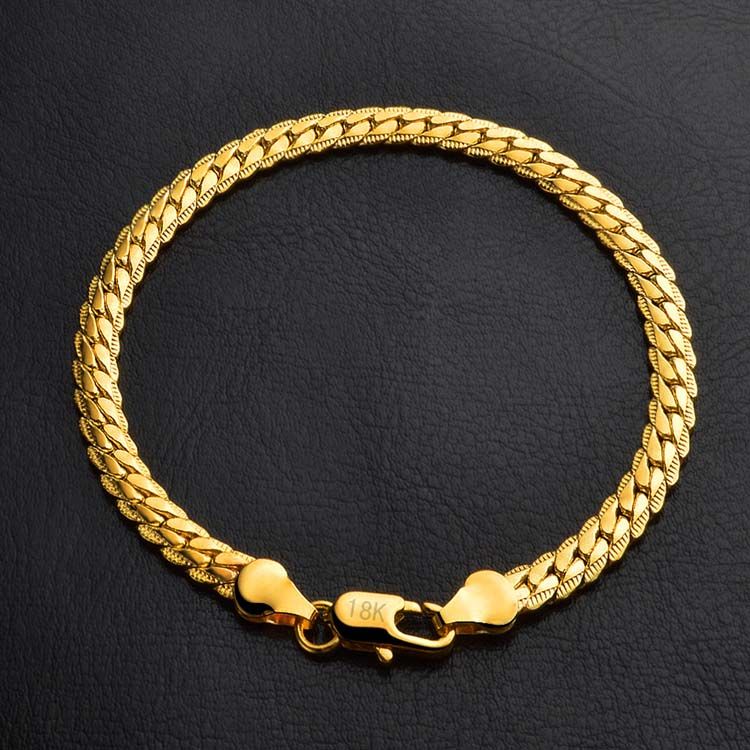 2018 Men Gold Bracelets Hot Sale 5mm Link Chain Bracelet For Man Fashion Jewelry Wholesale ...