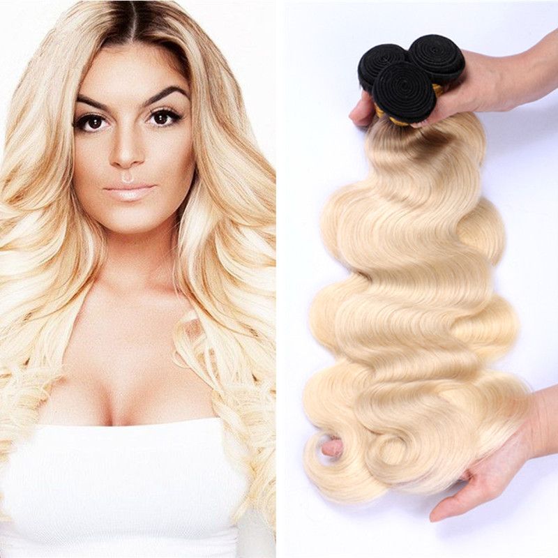 8a Cheap Ombre Malaysian Hair Weaves 1b 613 Blonde Dark Roots