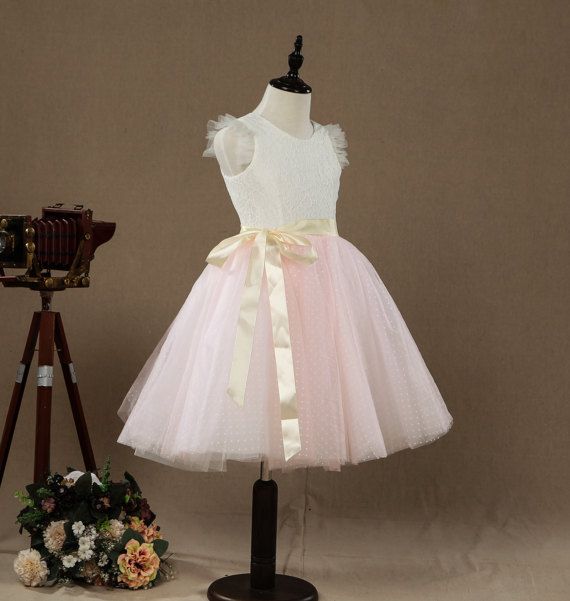 a line knee length flower girl dress