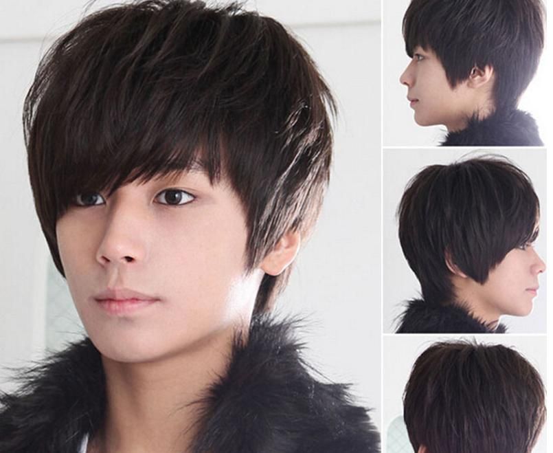 30cm Synthetic Black Brown Short Straight Hair Ynthetic Hair Male