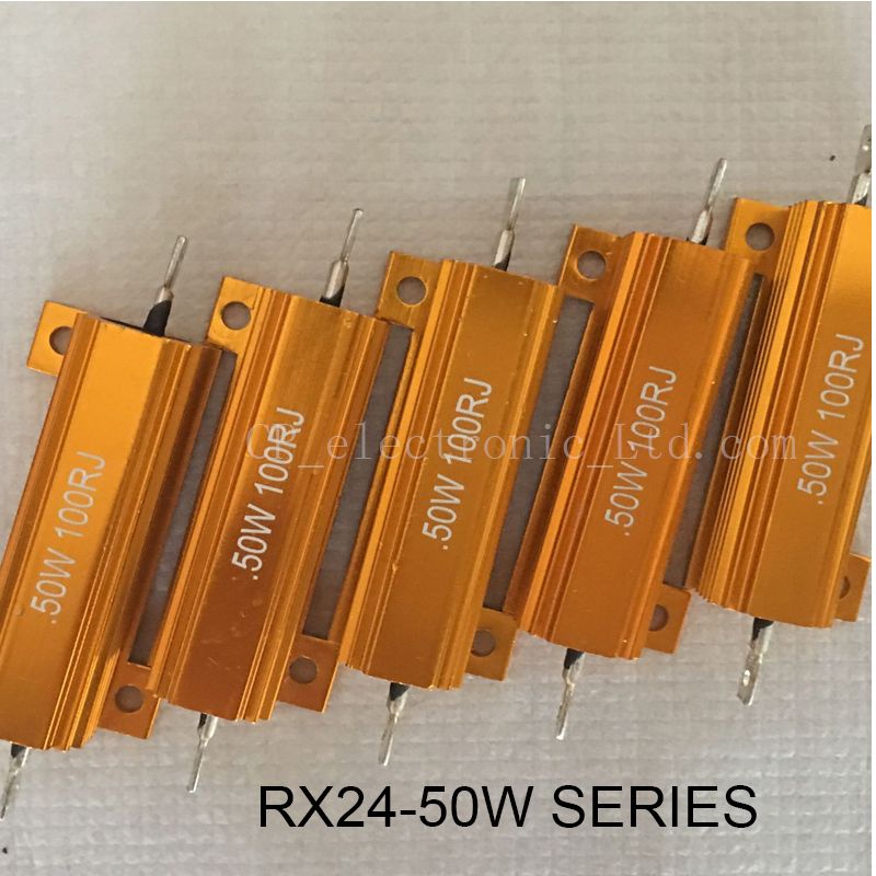 High Power Heatsink Resistor Rx24 Series 50w Gold Aluminum Resistor Led Car Lamp Brake Equipment High Voltage Device