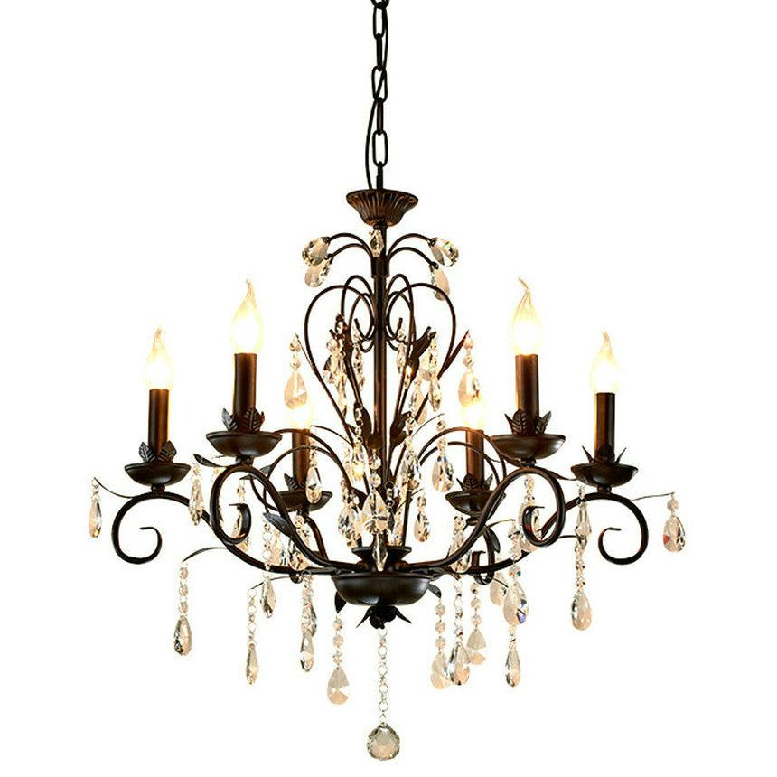 Chandelier Lighting Vintage Rustic Wrought Iron Wedding Chandelier Lighting Vintage Rustic Wrought Iron Wedding Decoration Black Led Crystal Chandeliers 6 8 Light E14 Lamp For Bedrooms