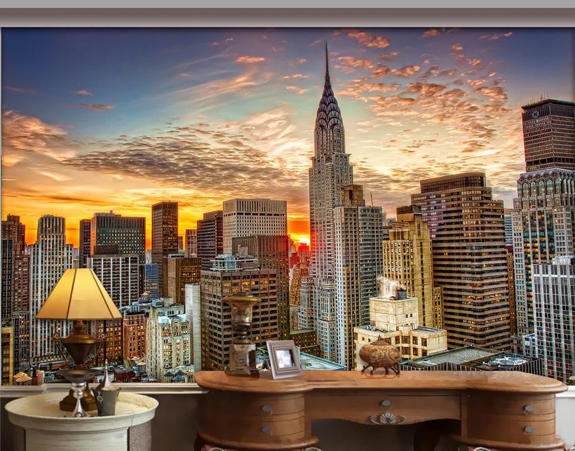 Luxury European Modern New York City Skyscraper Mural 3d Wallpaper 3d