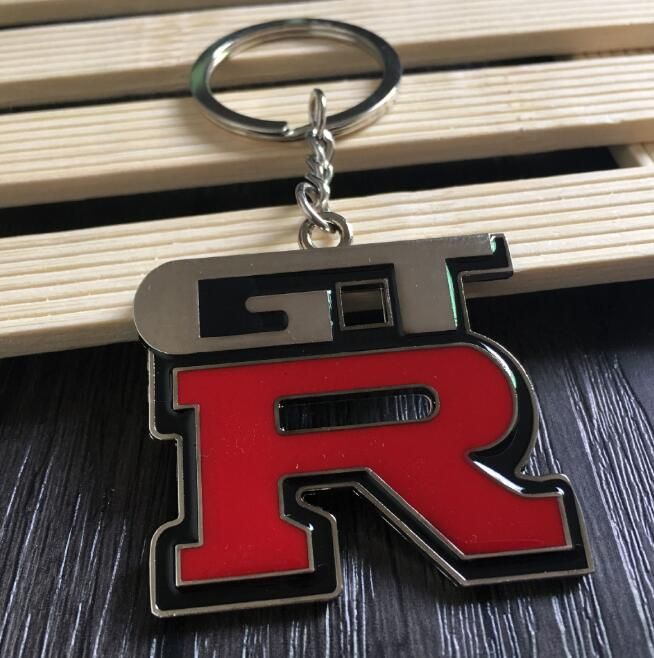 high quality stainless steel gtr logo keychain key ring metal