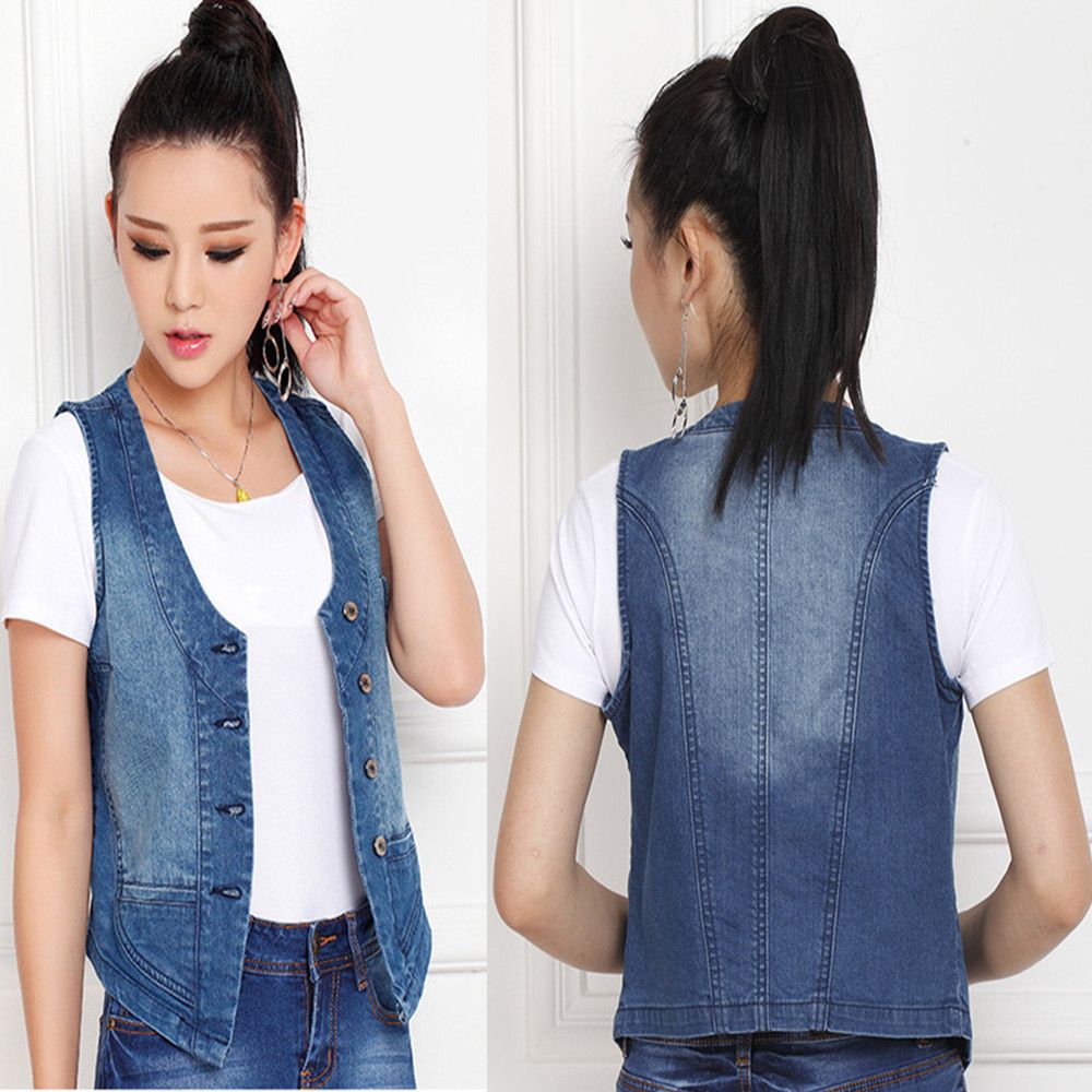 sleeveless denim jacket for girls