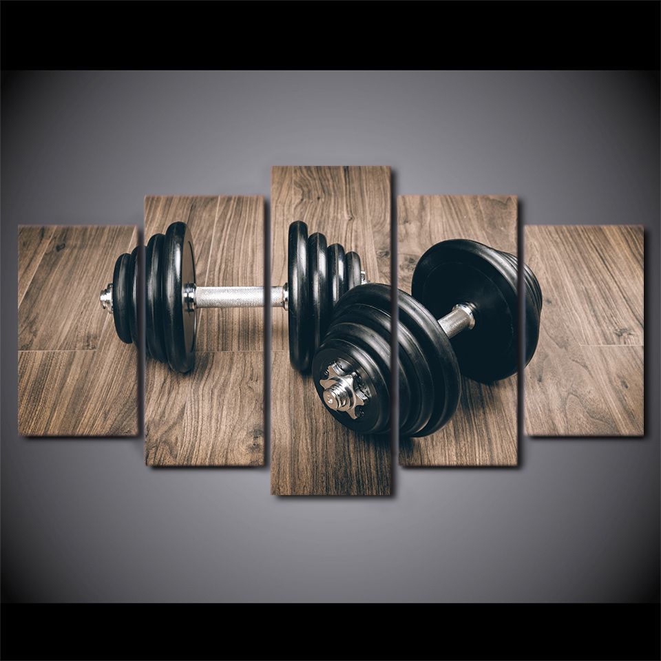 HD Printed Canvas Art Fitness Gym Sports Painting Dumbbells Wall