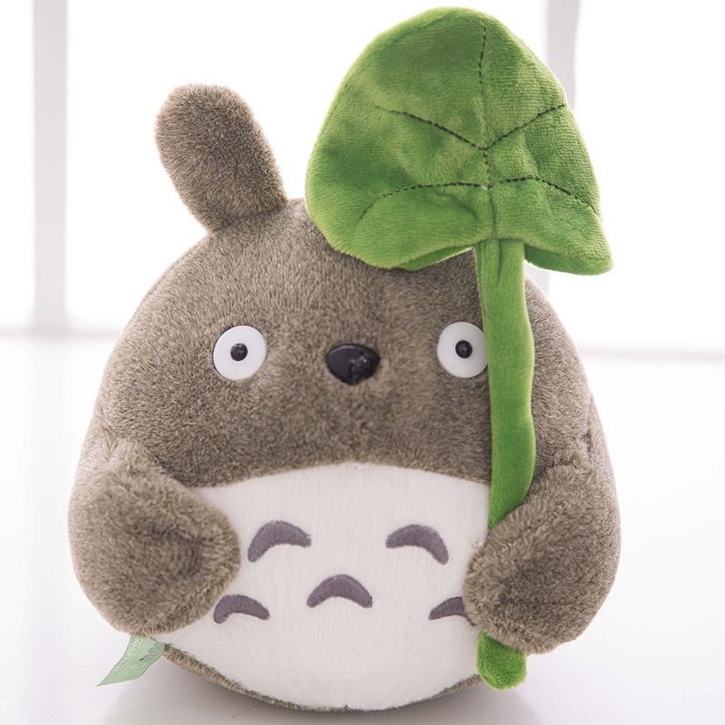 totoro plush with lotus leaf