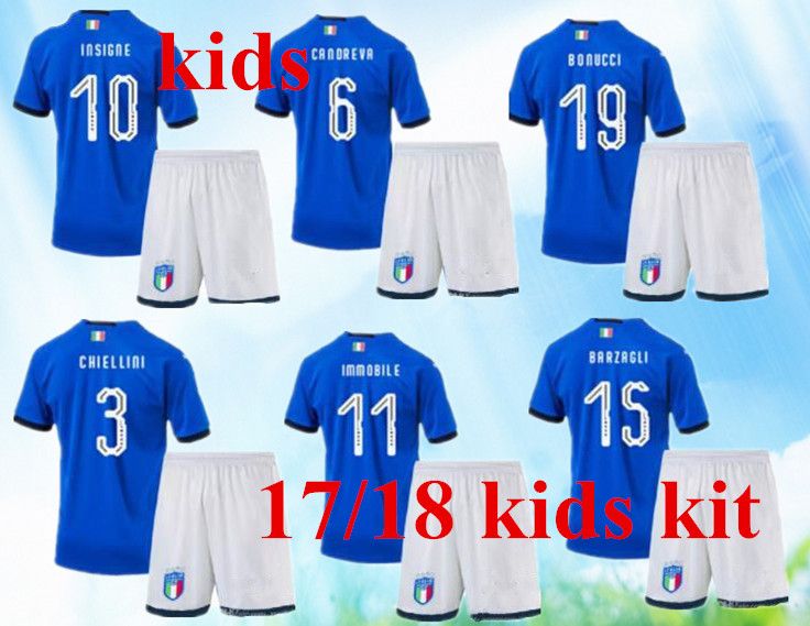 2019 NEW Italy 2018 World Cup Kids Kits Home Youth Jersey 17 18 Bonucci