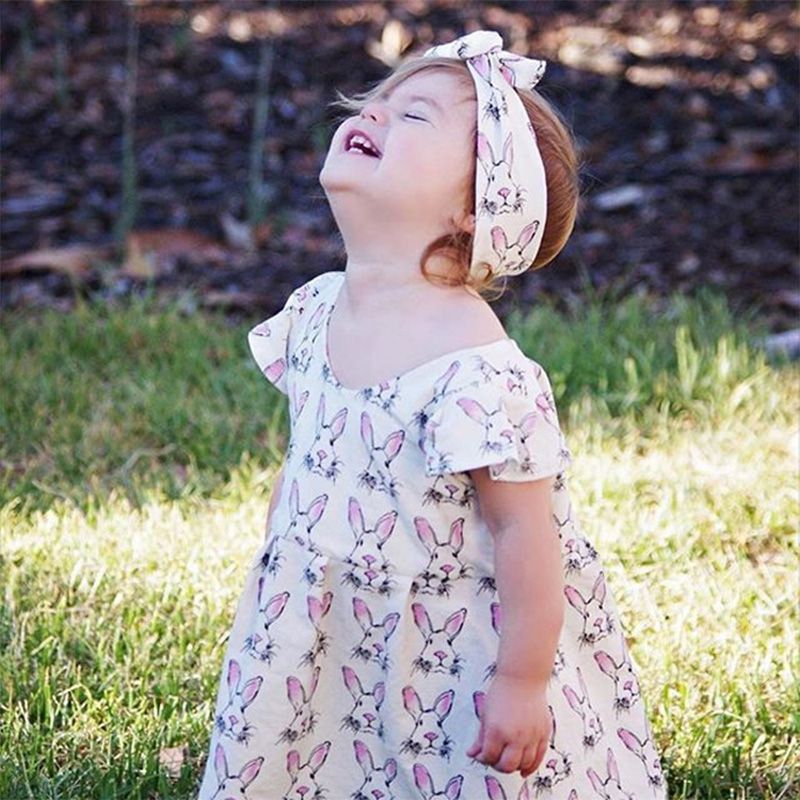 Compre Venta Al Por Mayor Niñas Vestidos Verano De Dibujos Animados Conejo  Impreso Vestido De Los Niños Para La Ropa De La Muchacha Lindo Animal  Conejito Niños Vestido De Traje 24 M