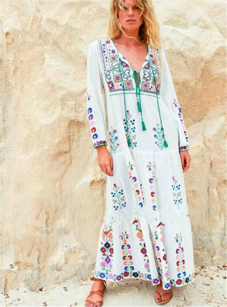 global desi white maxi dress