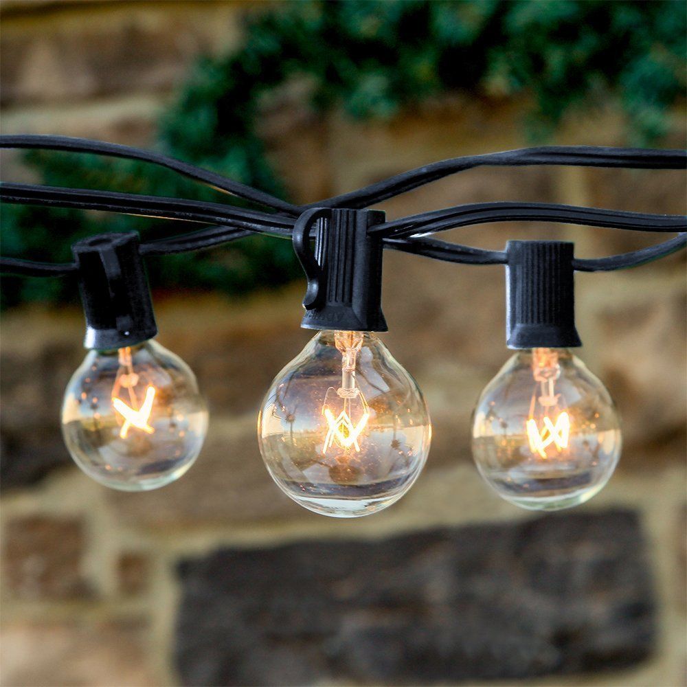 2 25ft 25 Bulbs String Lights Clear Globe G40 Bulb Light Set Indoor Outdoor Wedding Party Patio Umbrella Lamp