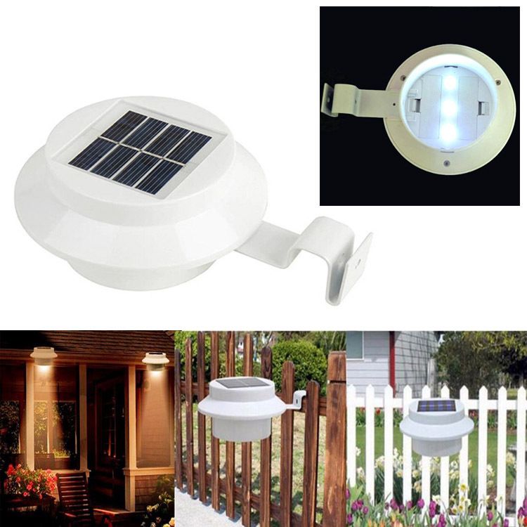 Solar Lights Fence Light Led Wall Lighting Outdoor Automatic Roof Lamp Ip55 3 Leds Free