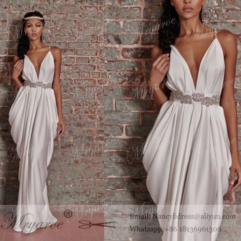 Acheter 2017 Unique Robe Femmes Mode Style Grecque Blanc Robe De