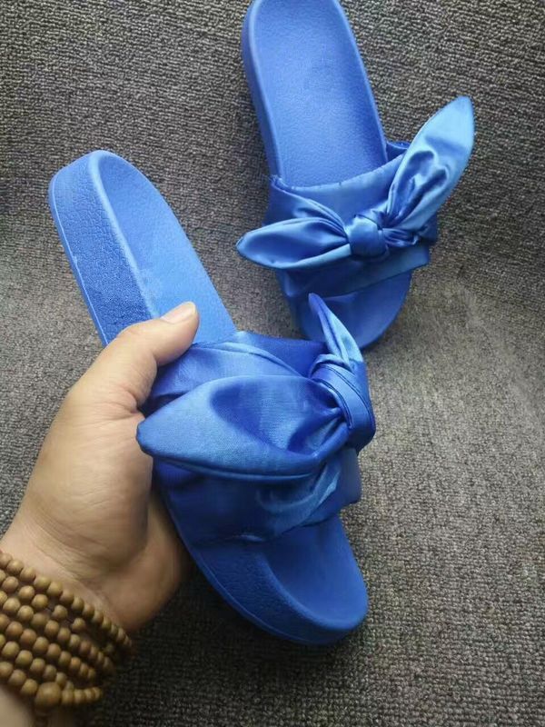 newest rihanna leadcat fenty bow heart satin slides all pink all