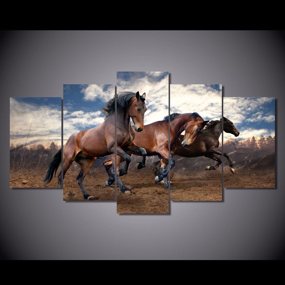 Framed HD Printed Running Horse Animal Picture Wall Art Canvas Print