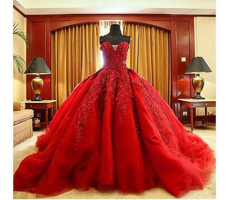 gown ball luxury lace dresses bridal gothic gowns train sweetheart beaded handmade chapel embroidery larger