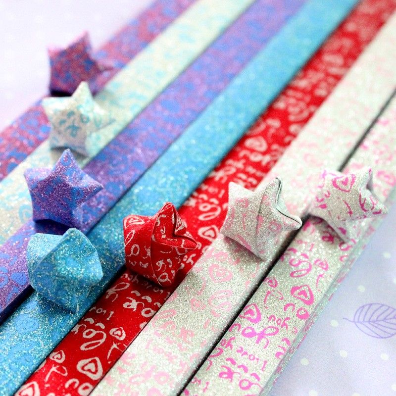 Free Shipping18 Stripspackage7 Colors Colorful Flashing I Love You Handcraft Origami Lucky Star Strips Diy Paper Decoration