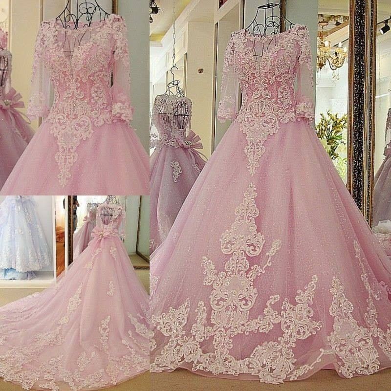 pink colour ball gown