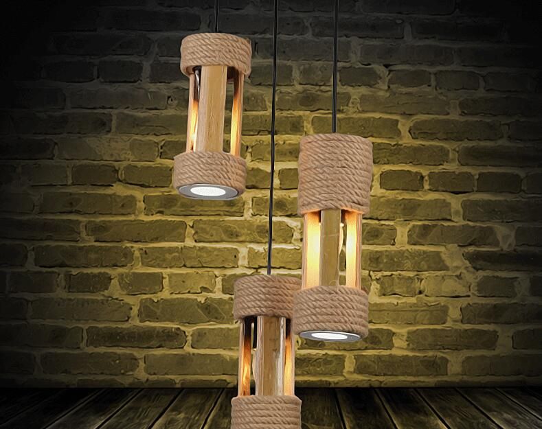 compre lampara colgante de bambu colgante de bambu de una sola cabeza de la manera led que cuelga la lampara para el dormitorio simple helmp cuerda