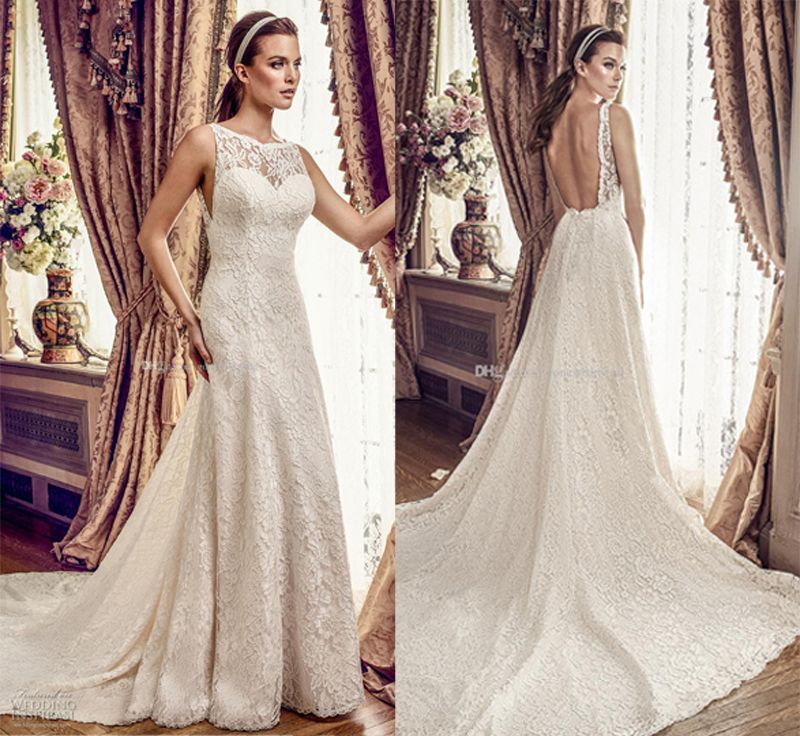 Discount Full Lace Drop Waist Wedding Dresses 2017 Mikaella Bridal