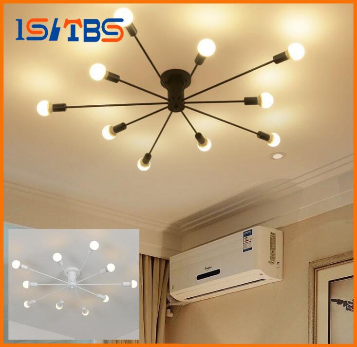 Surface Mounted Iron Pipe Ceiling Lamp Led Bulb Optional Surface Mounted Iron Pipe Ceiling Lamp Led Bulb Optional Industrial Loft Black White Living Room Retro Foyer Light Pendant Kitchen