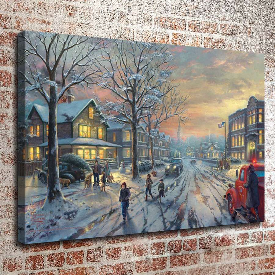 thomas kinkade oil painting christmas series hd canvas print wall