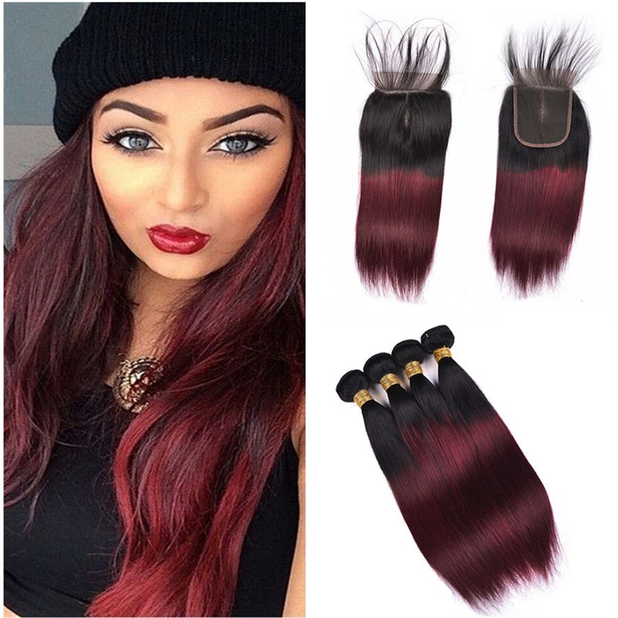 2019 Burgundy 99j Dark Wine Red Remy Hair Bundles Silk Straight