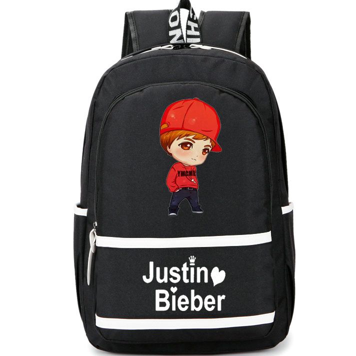 2019 Justin Bieber Backpack Cartoon Show School Bag Singer Star Daypack