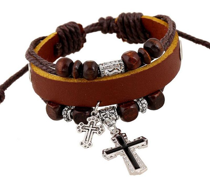Brazalete cuero cruz negro Brazalete cuero cruz negro