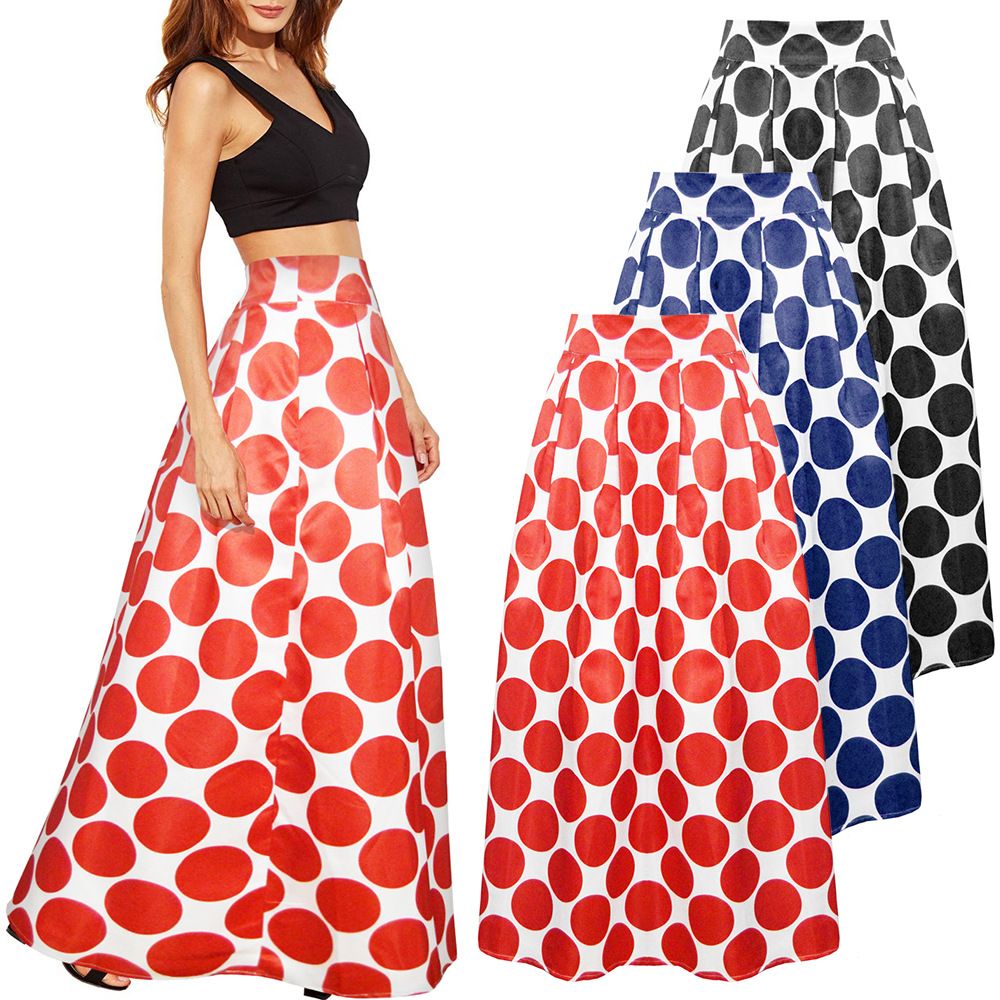 Compre Faldas A Del 11 Alta Línea Tutu Larga Mujeres Style dress Falda Lunares com De Señora Una Vintage Casual Dhgate Bohemian 21 Maxi Cintura HwOxHaq