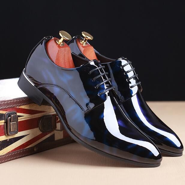 NEW Luxury Fashion Mens Dress Shoes Patent Leather Pointed Toe Men ...