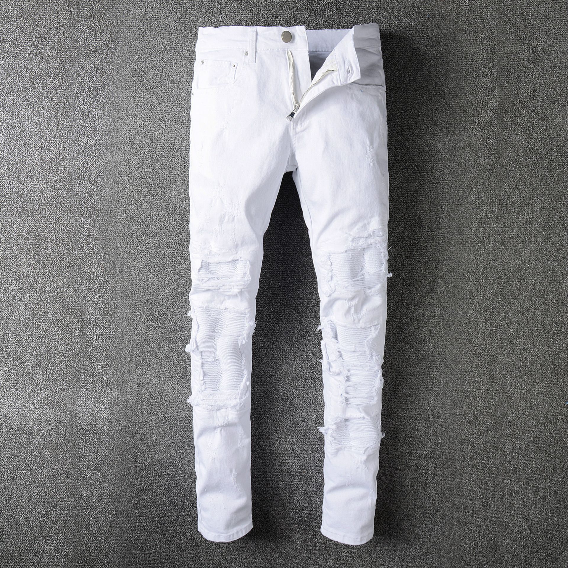 2022 White  Ripped  Jeans  For Men  Brand Designer JUSTIN 