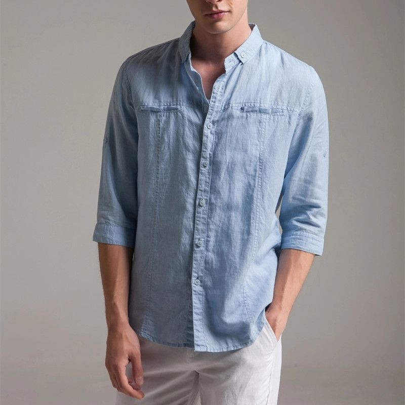 Shop by category Our men's linen shirt collection features a handsome variety of slim fit short sleeve shirts in multi-stripe, plaid and vivid solid colors. Versatile men's long sleeve linen shirts are all-occasion favorites available in an assortment of fashionable colors and patterns.
