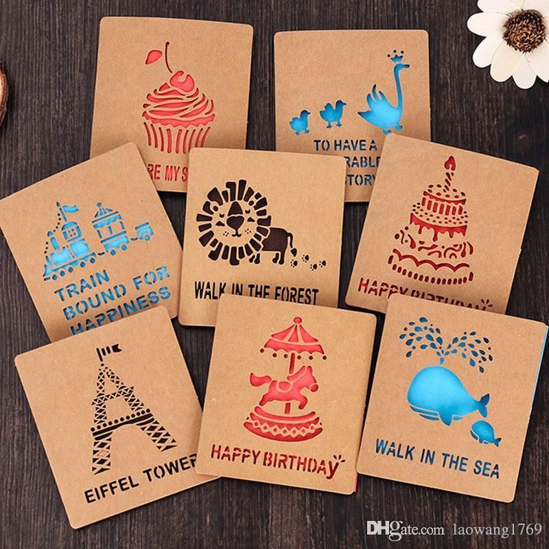 1 x creative hollow out kraft paper small card with envelope custom gift card envelopes