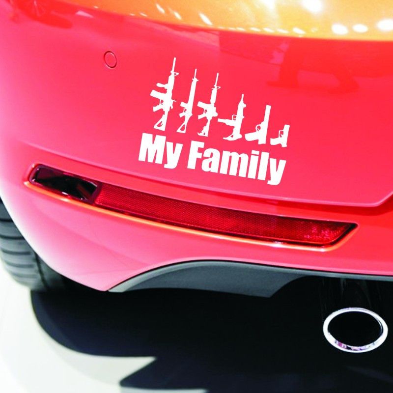 Fashion MY FAMILY Gun Bumper Funny Laptop Car Sticker Truck Decal Vinyl Decor