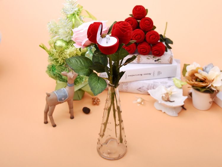 결혼에 대한 [간단한 세븐] 로맨틱 발렌타인 데이 장미 반지 상자 플라스틱 풀어 디스플레이 보석 상자 귀걸이 귀 스터드 케이스