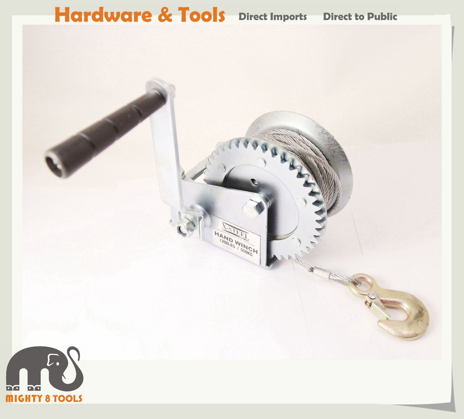 2020 550kg Hand Winch Boat Winch With 5mm 10mtr Heavy Duty Cable For