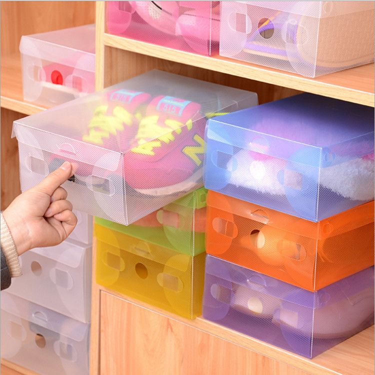 Multicoloured Opened Rectangle Storage Box Stackable Crystal Clear