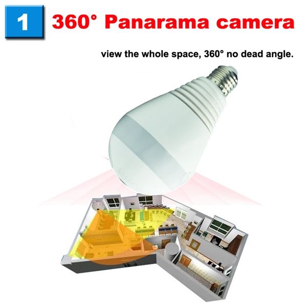 Panoramische Camera Lamp Licht Draadloze IP-camera Wi-Fi Fisheye HD 960P 360 graden Mini CCTV VR Camera 1.3MP Home Security Camcorder