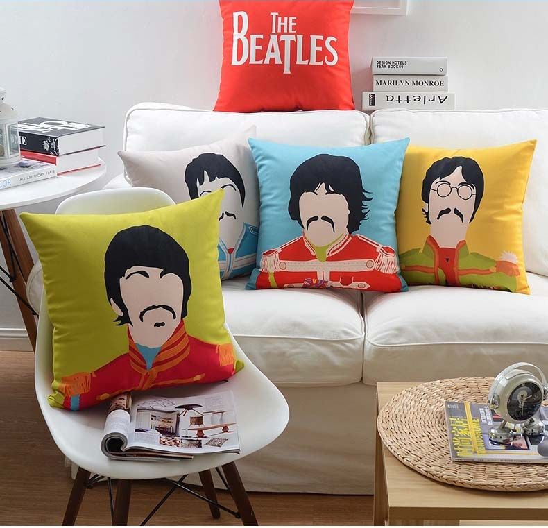The Beatles Cushion Cover British Rock And Roll John Lennon Portrait The Beatles Cushion Cover British Rock And Roll John Lennon Portrait Art Covers Decorative Velvet Pillow Case For Sofa Couch Seat 24 Outdoor