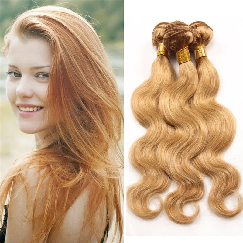Indian Body Wave Virgin Hair Weaves 27 Pure Color Honey Blonde