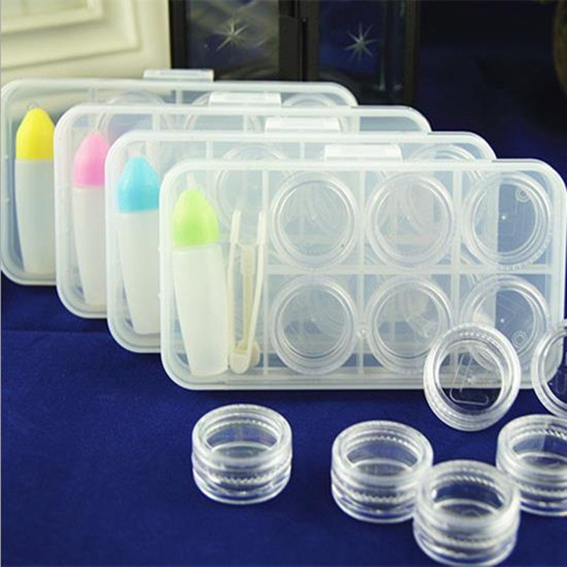 6 Grids Contact Lens Box Holder Portable Small Lovely Clear Eyewear Bag