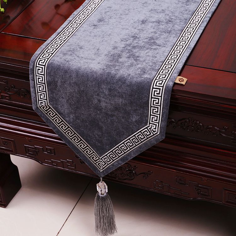 Short Length Patchwork Lace Table Runner High End Velvet Fabric
