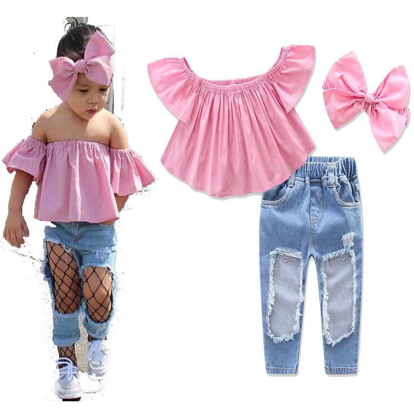 European Fashion Kid Baby Clothing Sets 2017 1-6 Years Old Girls Summer ...